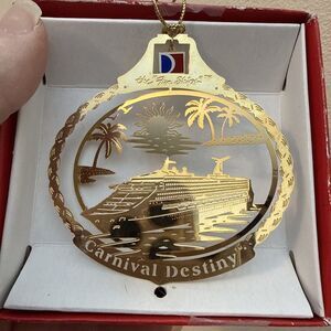 Carnival Cruise Line CARNIVAL DESTINY 24K Gold Flash Brass Christmas Ornament